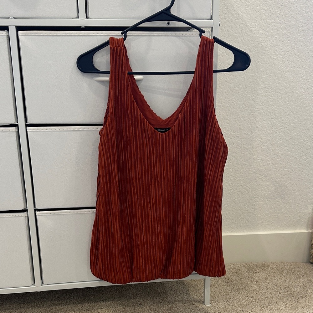 Roma Rust Pleated Tank Top